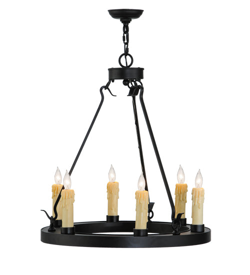 Meyda Lighting Deina 24" 6-Light Blackwash Chandelier With Ivory Faux Candlelight