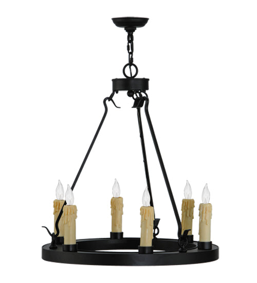 Meyda Lighting Deina 24" 6-Light Blackwash Chandelier With Ivory Faux Candlelight