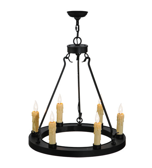 Meyda Lighting Deina 24" 6-Light Blackwash Chandelier With Ivory Faux Candlelight