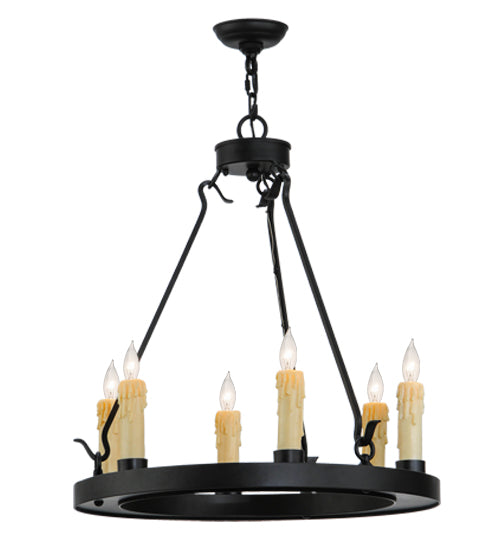 Meyda Lighting Deina 24" 6-Light Blackwash Chandelier With Ivory Faux Candlelight