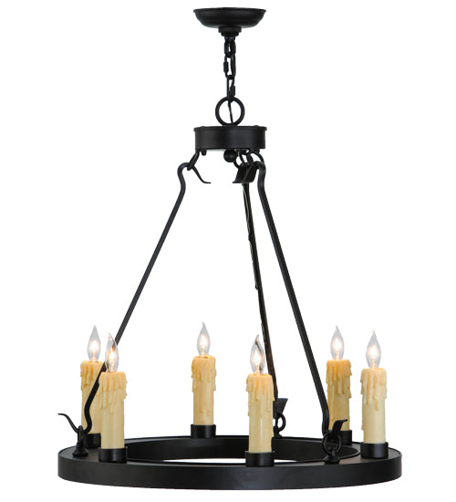Meyda Lighting Deina 24" 6-Light Blackwash Chandelier With Ivory Faux Candlelight