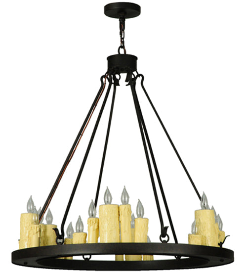 Meyda Lighting Deina 36" 24-Light Chestnut Chandelier With Ivory Faux Candlelight