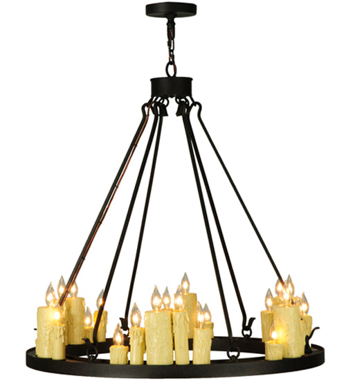 Meyda Lighting Deina 36" 24-Light Chestnut Chandelier With Ivory Faux Candlelight