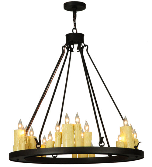 Meyda Lighting Deina 36" 24-Light Chestnut Chandelier With Ivory Faux Candlelight