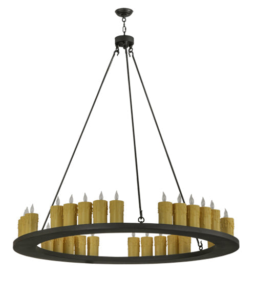 Meyda Lighting Deina 60" 30-Light Wrought Iron Chandelier With Ivory Faux Candlelight