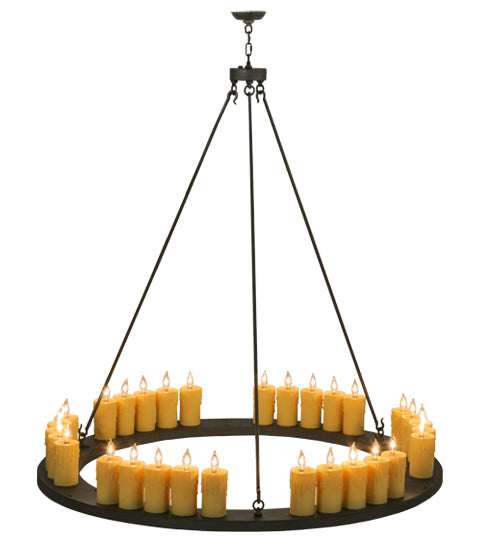 Meyda Lighting Deina 60" 30-Light Wrought Iron Chandelier With Ivory Faux Candlelight