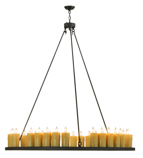 Meyda Lighting Deina 60" 30-Light Wrought Iron Chandelier With Ivory Faux Candlelight
