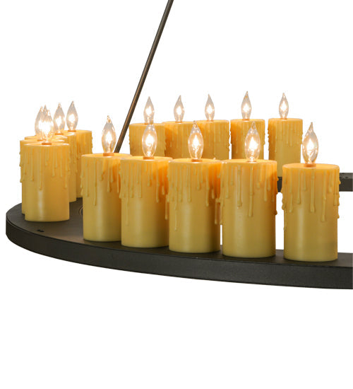 Meyda Lighting Deina 60" 30-Light Wrought Iron Chandelier With Ivory Faux Candlelight