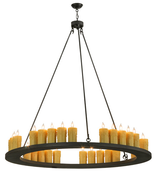 Meyda Lighting Deina 60" 30-Light Wrought Iron Chandelier With Ivory Faux Candlelight