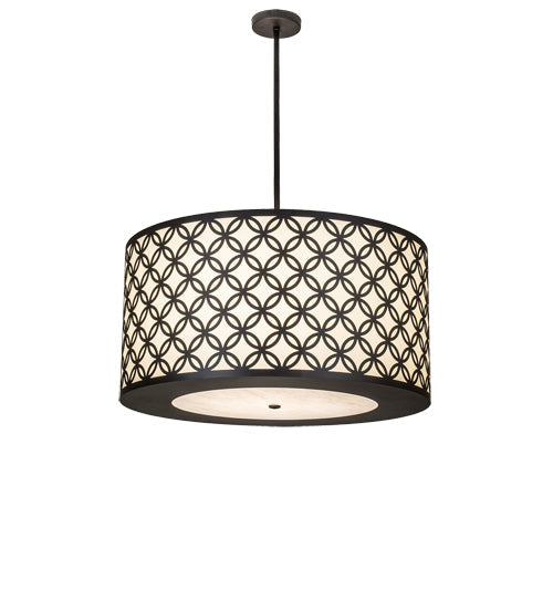 Meyda Lighting Dekko 36" 3-Light Oil Rubbed Bronze Pendant Light With Whitestone Idalight Shade