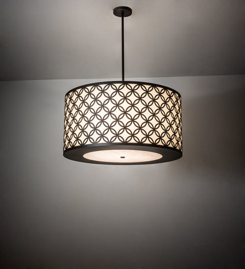 Meyda Lighting Dekko 36" 3-Light Oil Rubbed Bronze Pendant Light With Whitestone Idalight Shade