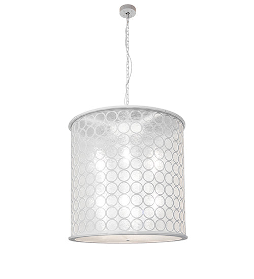 Meyda Lighting Dekko 40" 8-Light Horizon White Pendant Light With White Crystal Rainfall Shade