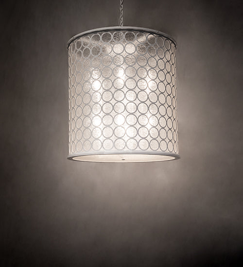 Meyda Lighting Dekko 40" 8-Light Horizon White Pendant Light With White Crystal Rainfall Shade