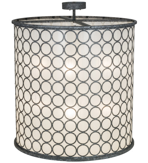 Meyda Lighting Dekko 42" 8-Light Graphite Pewter Pendant Light With Divinity Ivory Linen Idalight Shade