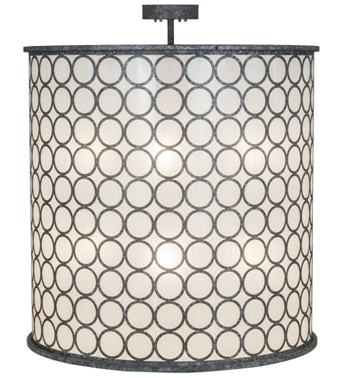 Meyda Lighting Dekko 42" 8-Light Graphite Pewter Pendant Light With Divinity Ivory Linen Idalight Shade