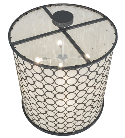 Meyda Lighting Dekko 42" 8-Light Graphite Pewter Pendant Light With Divinity Ivory Linen Idalight Shade