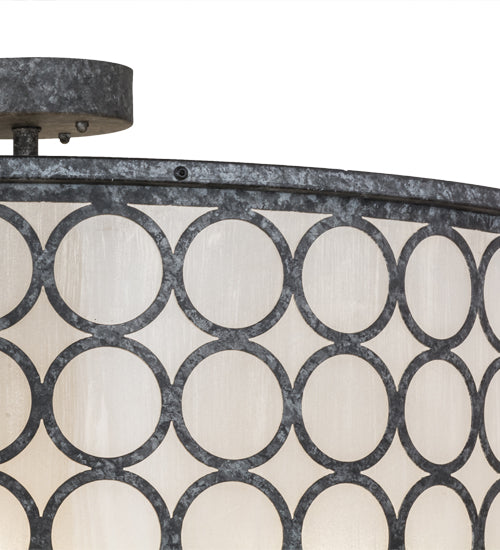 Meyda Lighting Dekko 42" 8-Light Graphite Pewter Pendant Light With Divinity Ivory Linen Idalight Shade
