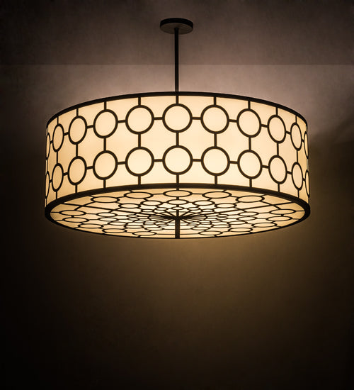 Meyda Lighting Dekko 48" 8-Light Wrought Iron Pendant Light With Beige Provostone Idalight Shade Glass