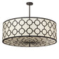 Meyda Lighting Dekko 48" 8-Light Wrought Iron Pendant Light With Beige Provostone Idalight Shade Glass