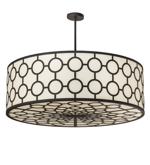 Meyda Lighting Dekko 48" 8-Light Wrought Iron Pendant Light With Beige Provostone Idalight Shade Glass