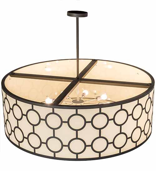 Meyda Lighting Dekko 48" 8-Light Wrought Iron Pendant Light With Beige Provostone Idalight Shade Glass