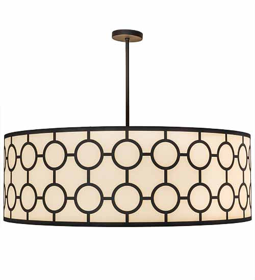 Meyda Lighting Dekko 48" 8-Light Wrought Iron Pendant Light With Beige Provostone Idalight Shade Glass
