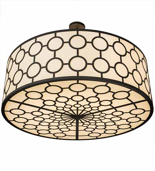 Meyda Lighting Dekko 48" 8-Light Wrought Iron Pendant Light With Beige Provostone Idalight Shade Glass