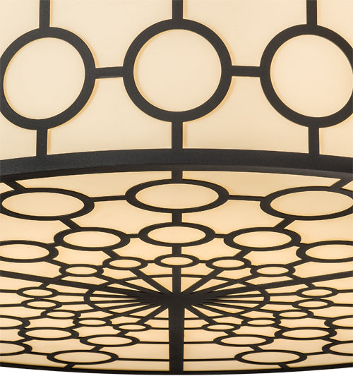 Meyda Lighting Dekko 48" 8-Light Wrought Iron Pendant Light With Beige Provostone Idalight Shade Glass