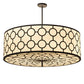 Meyda Lighting Dekko 48" 8-Light Wrought Iron Pendant Light With Beige Provostone Idalight Shade Glass
