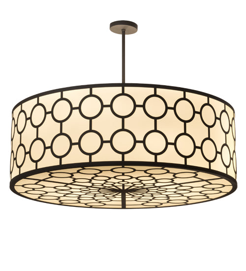 Meyda Lighting Dekko 48" 8-Light Wrought Iron Pendant Light With Beige Provostone Idalight Shade Glass