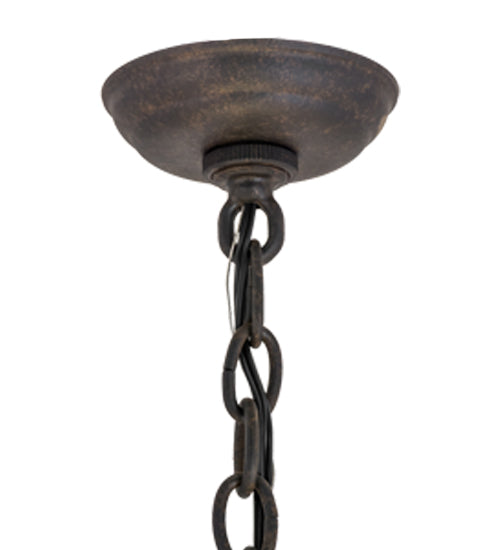 Meyda Lighting Delano 24" 8-Light Chestnut Chandelier With Beige Botticino Idalight Shade Glass