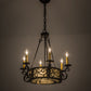 Meyda Lighting Delano 24" 8-Light Chestnut Chandelier With Beige Botticino Idalight Shade Glass