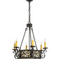 Meyda Lighting Delano 24" 8-Light Chestnut Chandelier With Beige Botticino Idalight Shade Glass