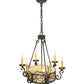 Meyda Lighting Delano 24" 8-Light Chestnut Chandelier With Beige Botticino Idalight Shade Glass