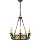 Meyda Lighting Delano 24" 8-Light Chestnut Chandelier With Beige Botticino Idalight Shade Glass