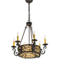 Meyda Lighting Delano 24" 8-Light Chestnut Chandelier With Beige Botticino Idalight Shade Glass