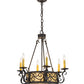 Meyda Lighting Delano 24" 8-Light Chestnut Chandelier With Beige Botticino Idalight Shade Glass