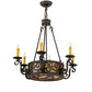 Meyda Lighting Delano 26" 8-Light Chestnut Textured Chandelier With Honey Amber Shade