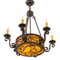 Meyda Lighting Delano 26" 8-Light Chestnut Textured Chandelier With Honey Amber Shade