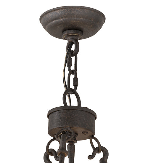 Meyda Lighting Delano 26" 8-Light Chestnut Textured Chandelier With Honey Amber Shade