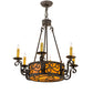 Meyda Lighting Delano 26" 8-Light Chestnut Textured Chandelier With Honey Amber Shade