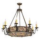 Meyda Lighting Delano 36" 11-Light Antique Copper Chandelier With Travertine Idalight Shade