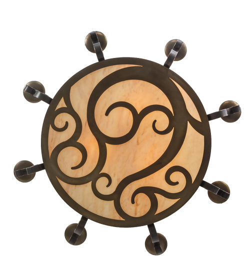 Meyda Lighting Delano 36" 11-Light Antique Copper Chandelier With Travertine Idalight Shade
