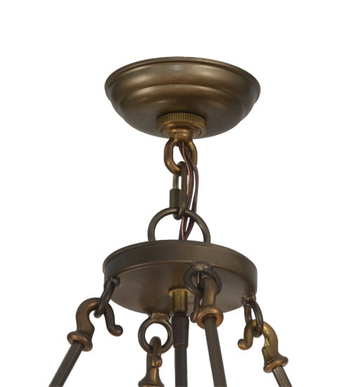 Meyda Lighting Delano 36" 11-Light Antique Copper Chandelier With Travertine Idalight Shade