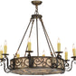 Meyda Lighting Delano 36" 11-Light Antique Copper Chandelier With Travertine Idalight Shade