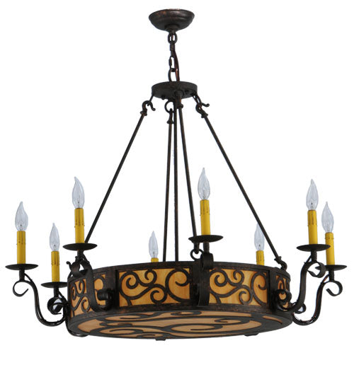 Meyda Lighting Delano 36" 11-Light Cajun Spice Chandelier With Ambra Siena Idalight Shade Glass
