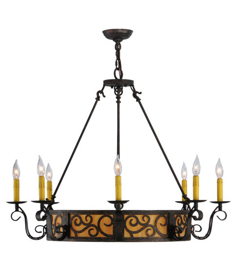 Meyda Lighting Delano 36" 11-Light Cajun Spice Chandelier With Ambra Siena Idalight Shade Glass