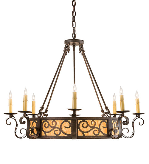 Meyda Lighting Delano 36" 11-Light Copper Rust Chandelier With Ambra Siena Idalight Shade