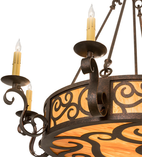 Meyda Lighting Delano 36" 11-Light Copper Rust Chandelier With Ambra Siena Idalight Shade