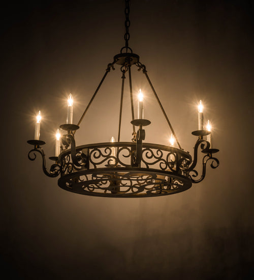 Meyda Lighting Delano 36" 8-Light Antique Copper Chandelier With White Faux Candlelight
